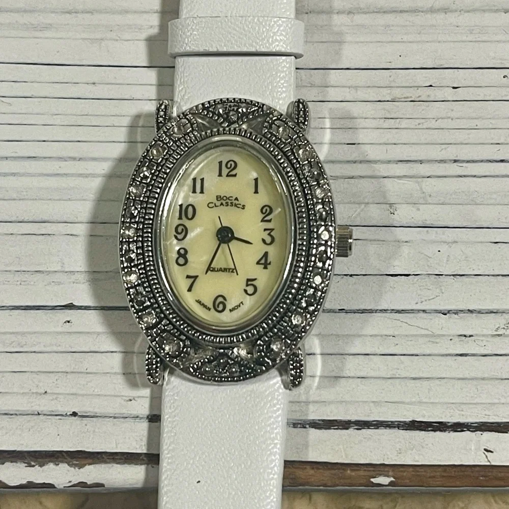 NEW BATTERY Vintage 90's Watch Boca‎ Classics Antique Victorian Mother Of Pearl